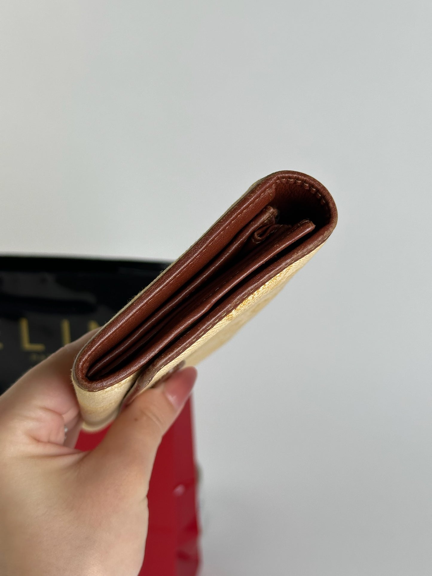 Vintage Celine Paris Monogram Wallet cream brown