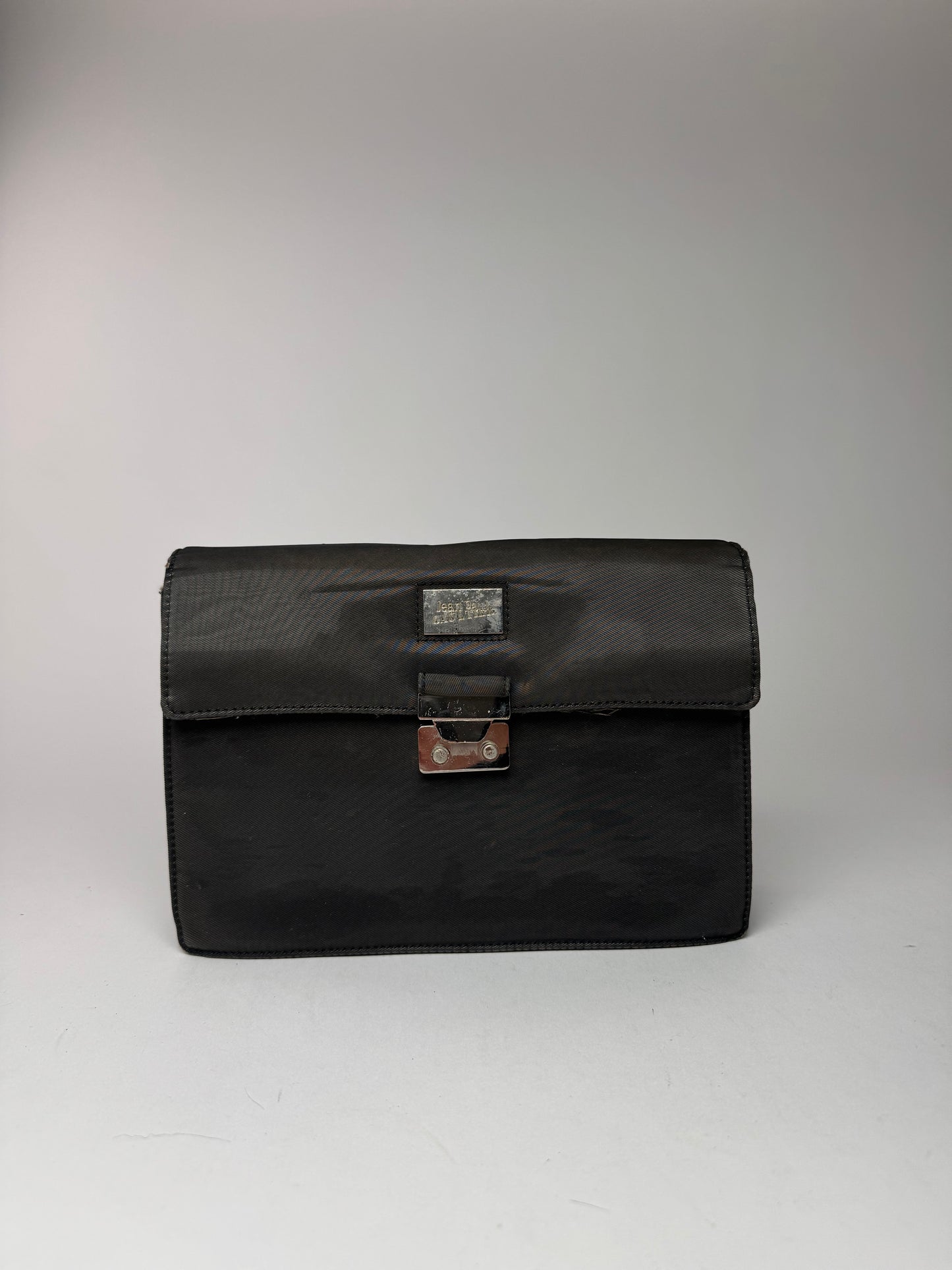 Pochette vintage en toile noire Jean Paul Gaultier