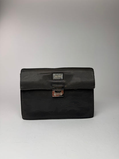 Pochette vintage en toile noire Jean Paul Gaultier