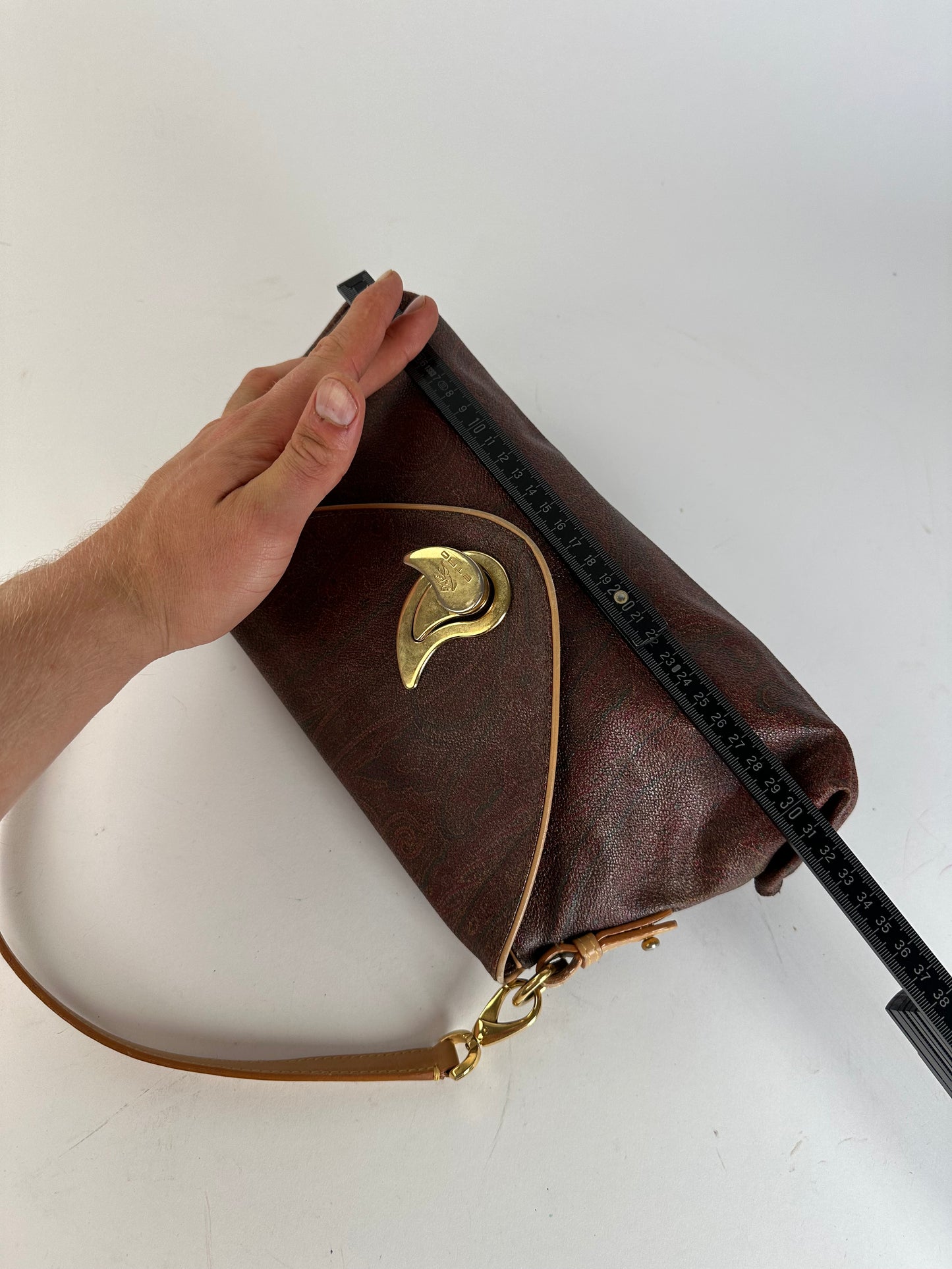 Vintage Etro Paisley Canvas Flap Shoulder Bag Burgundy