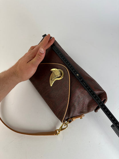Vintage Etro Paisley Canvas Flap Shoulder Bag Burgundy
