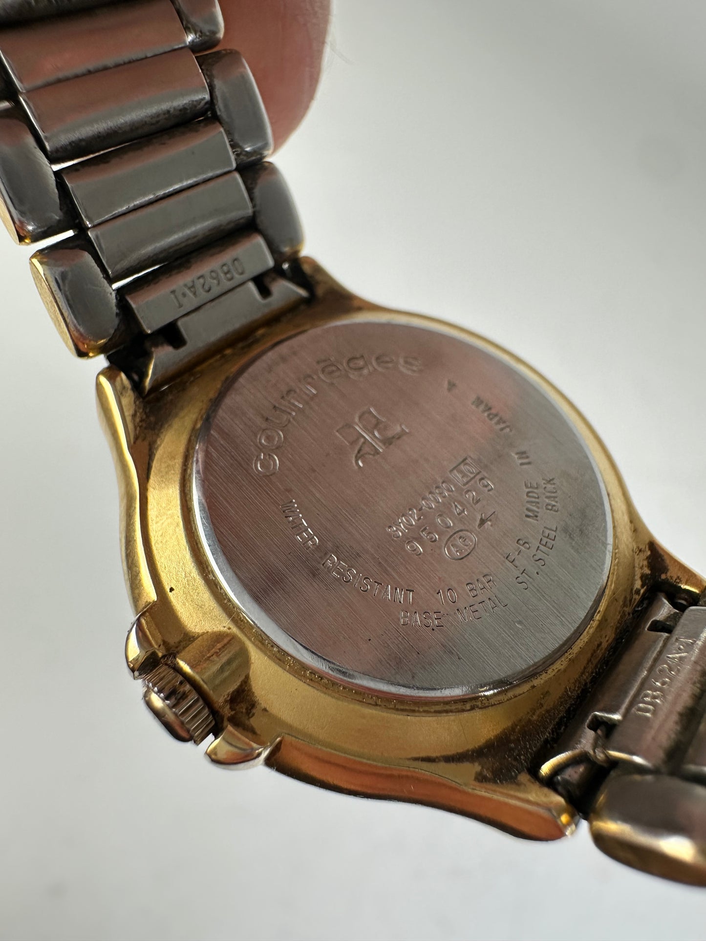 Vintage Courreges Stainless Steel Bracelet Watch Gold Silver