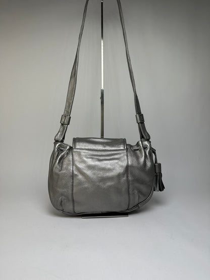 Vintage Chloe See by Chloé Pebbled Leather Flap Crossbody Bag c. Mid-2000s Silver