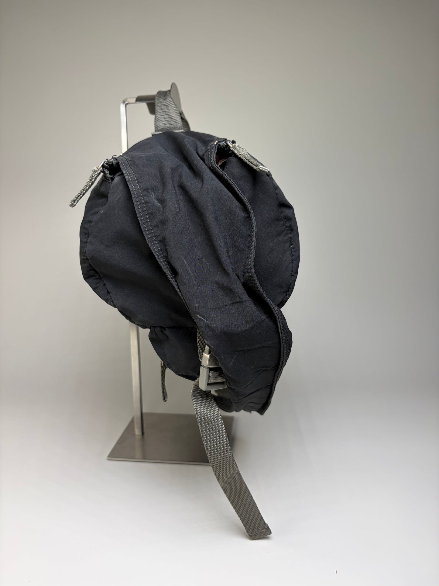 Vintage Prada Nylon Shoulder Bag Black Silver