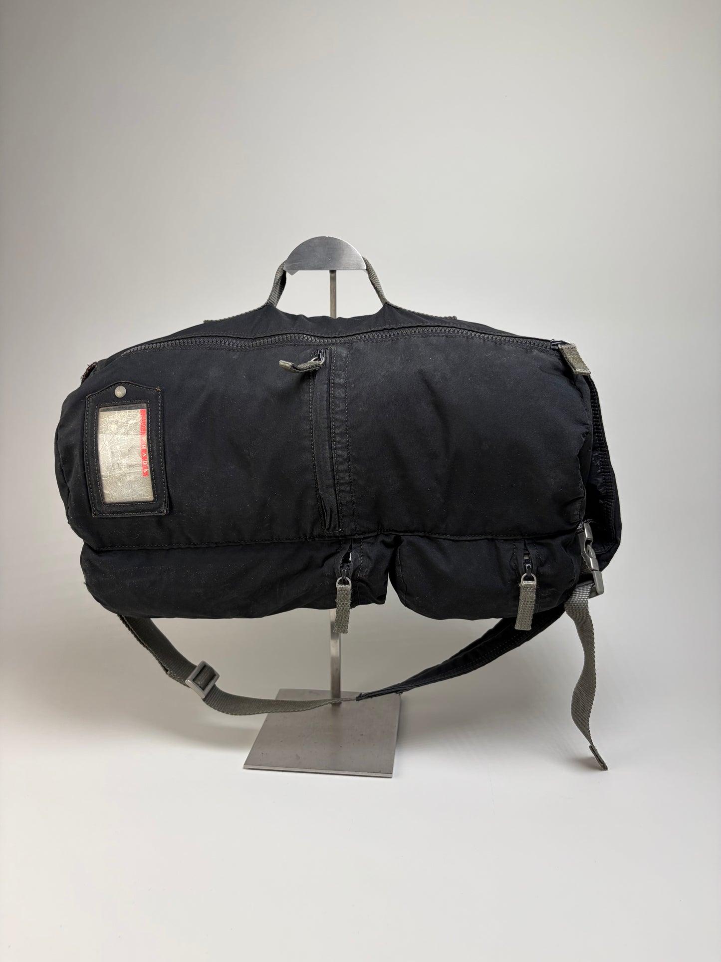 Vintage Prada Nylon Shoulder Bag Black Silver