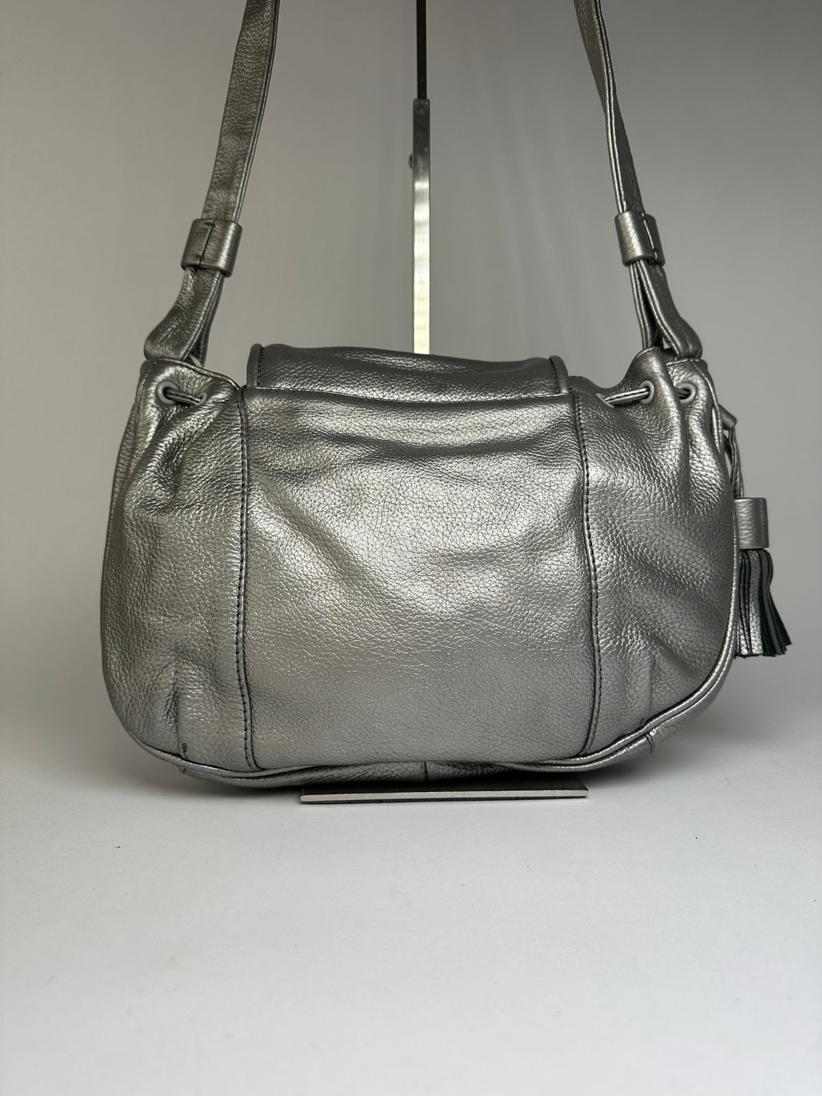 Vintage Chloe See by Chloé Pebbled Leather Flap Crossbody Bag c. Mid-2000s Silver