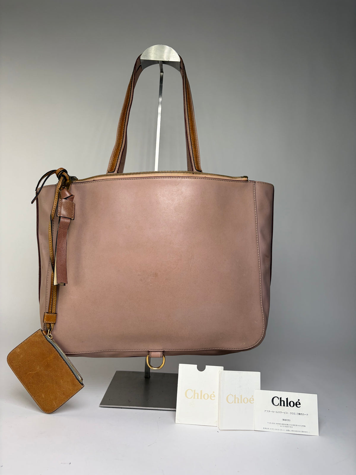 Vintage Chloé Leather Tote Dusty Pink Gold