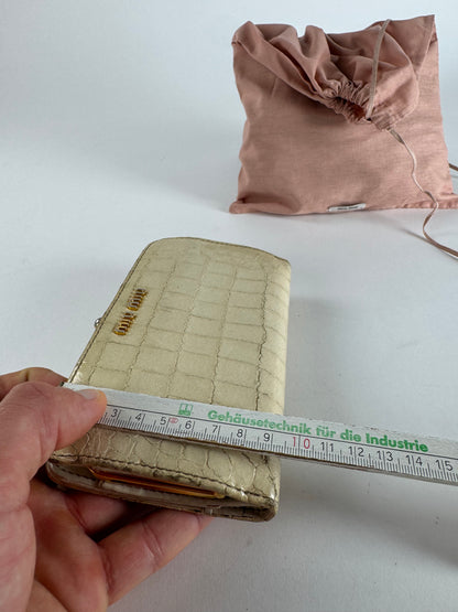 Vintage Miu Miu Leather Crocodile Emblossed White