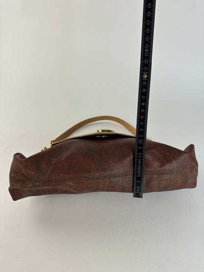 Vintage Etro Paisley Canvas Flap Shoulder Bag Burgundy