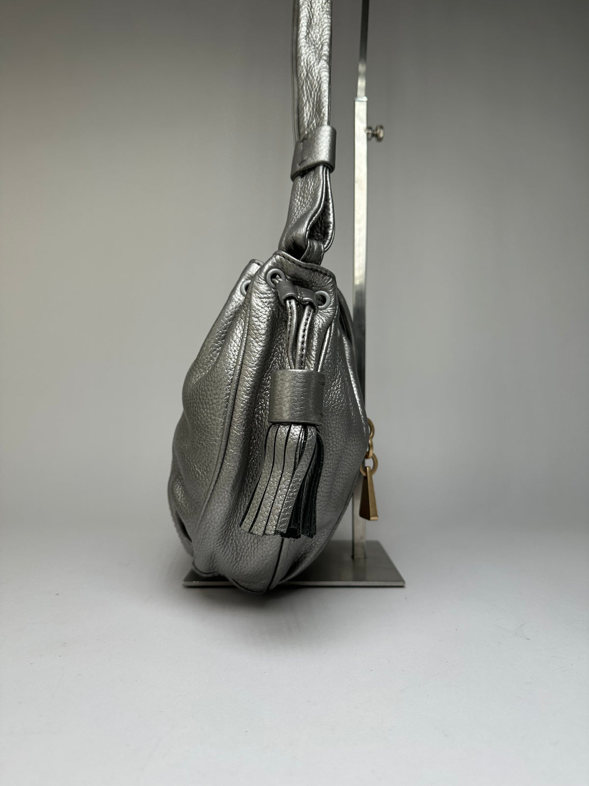 Vintage Chloe See by Chloé Pebbled Leather Flap Crossbody Bag c. Mid-2000s Silver