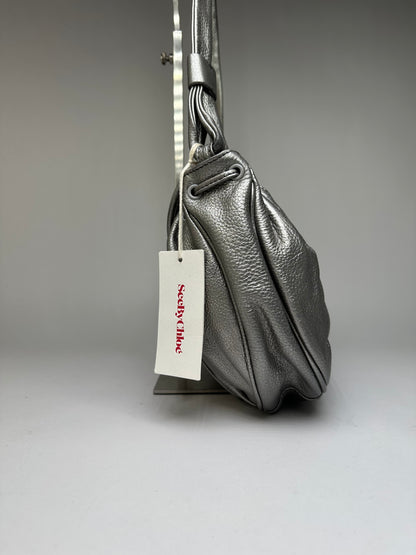 Vintage Chloe See by Chloé Pebbled Leather Flap Crossbody Bag c. Mid-2000s Silver