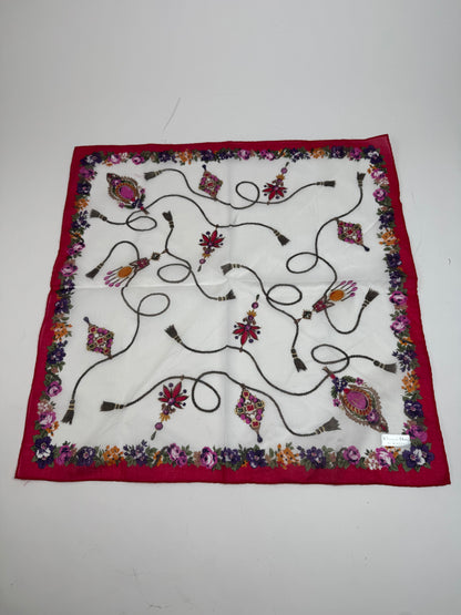 Vintage Dior Floral Scarf Red White