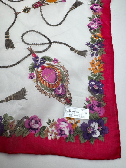 Vintage Dior Floral Scarf Red White