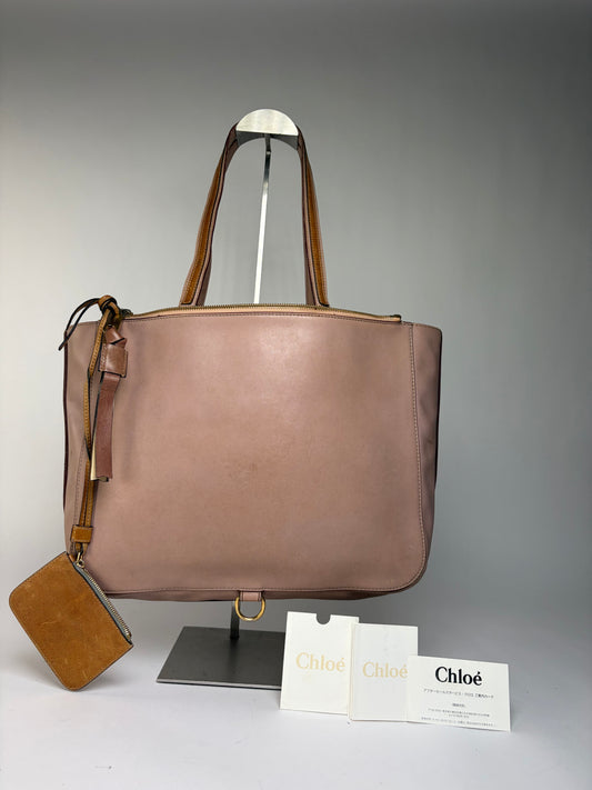 Vintage Chloé Leather Tote Dusty Pink Gold