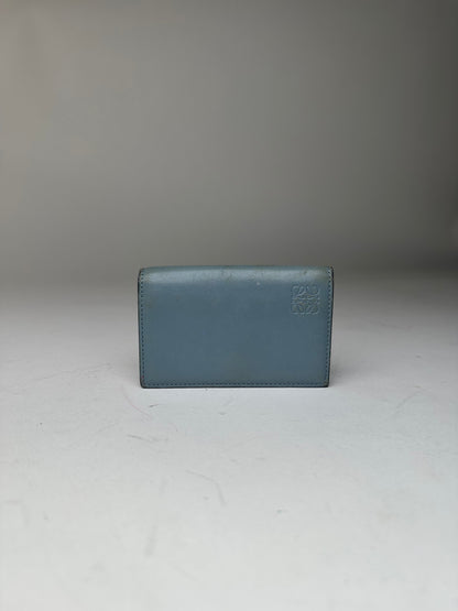 Vintage Loewe Anagram Bifold Card Holder Pale Blue Leather