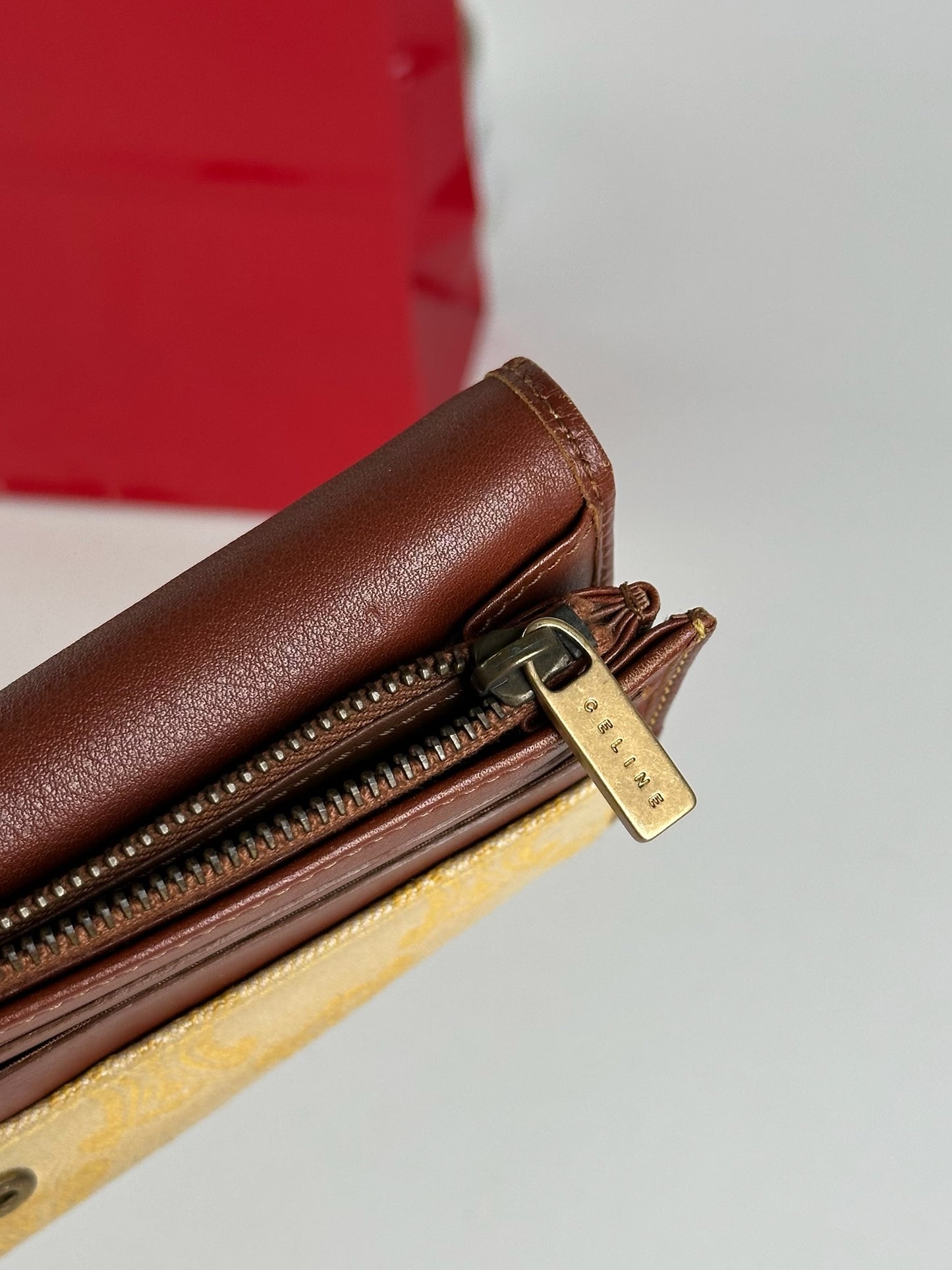 Vintage Celine Paris Monogram Wallet cream brown