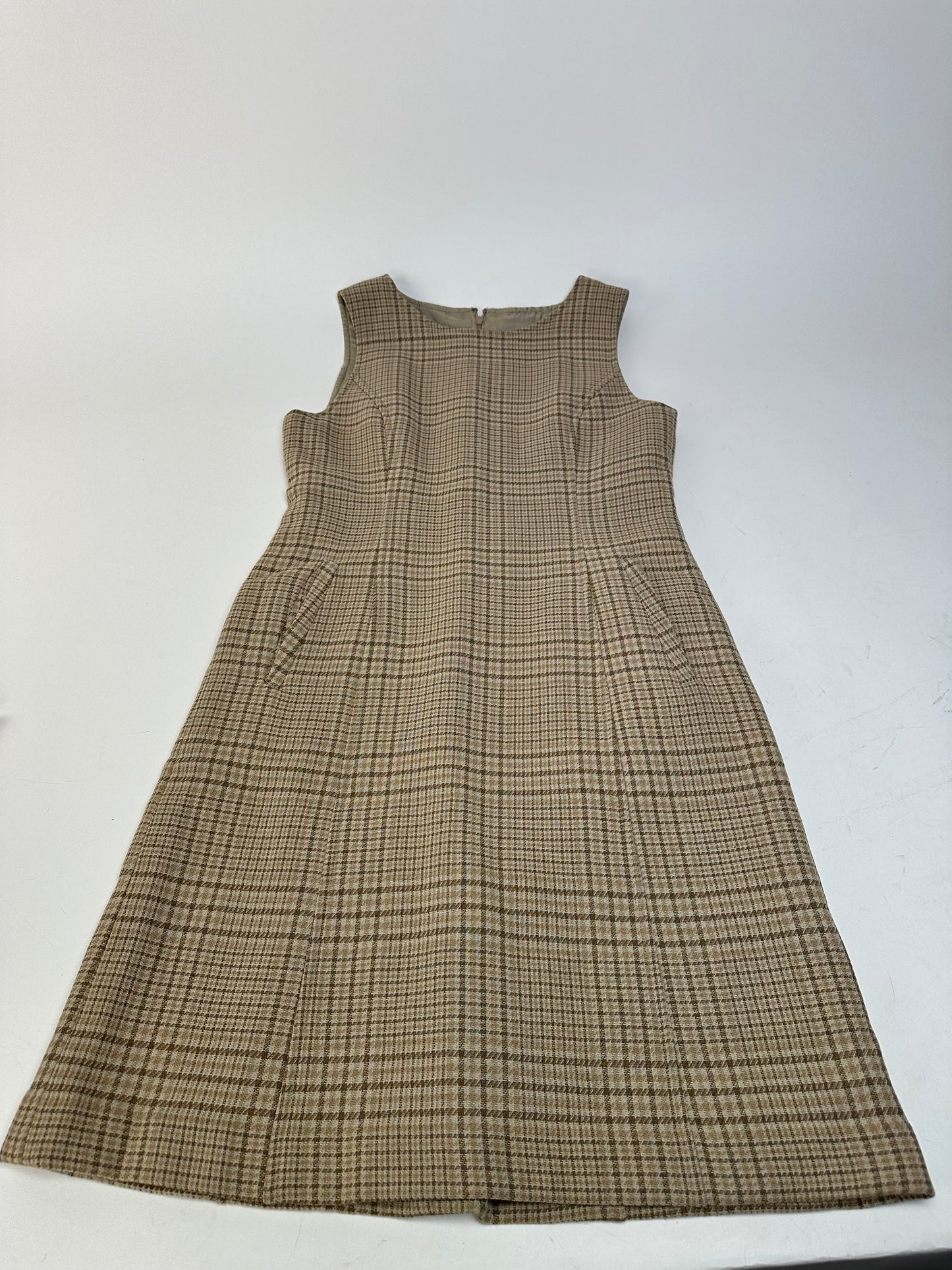 Vintage Dior Wool Checked Dress M Beige Brown