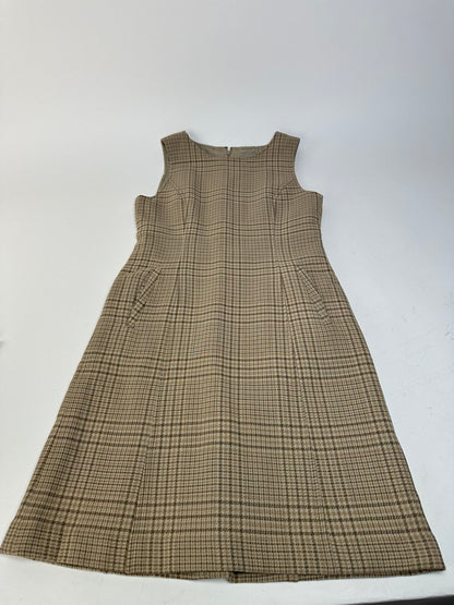Vintage Dior Wool Checked Dress M Beige Brown