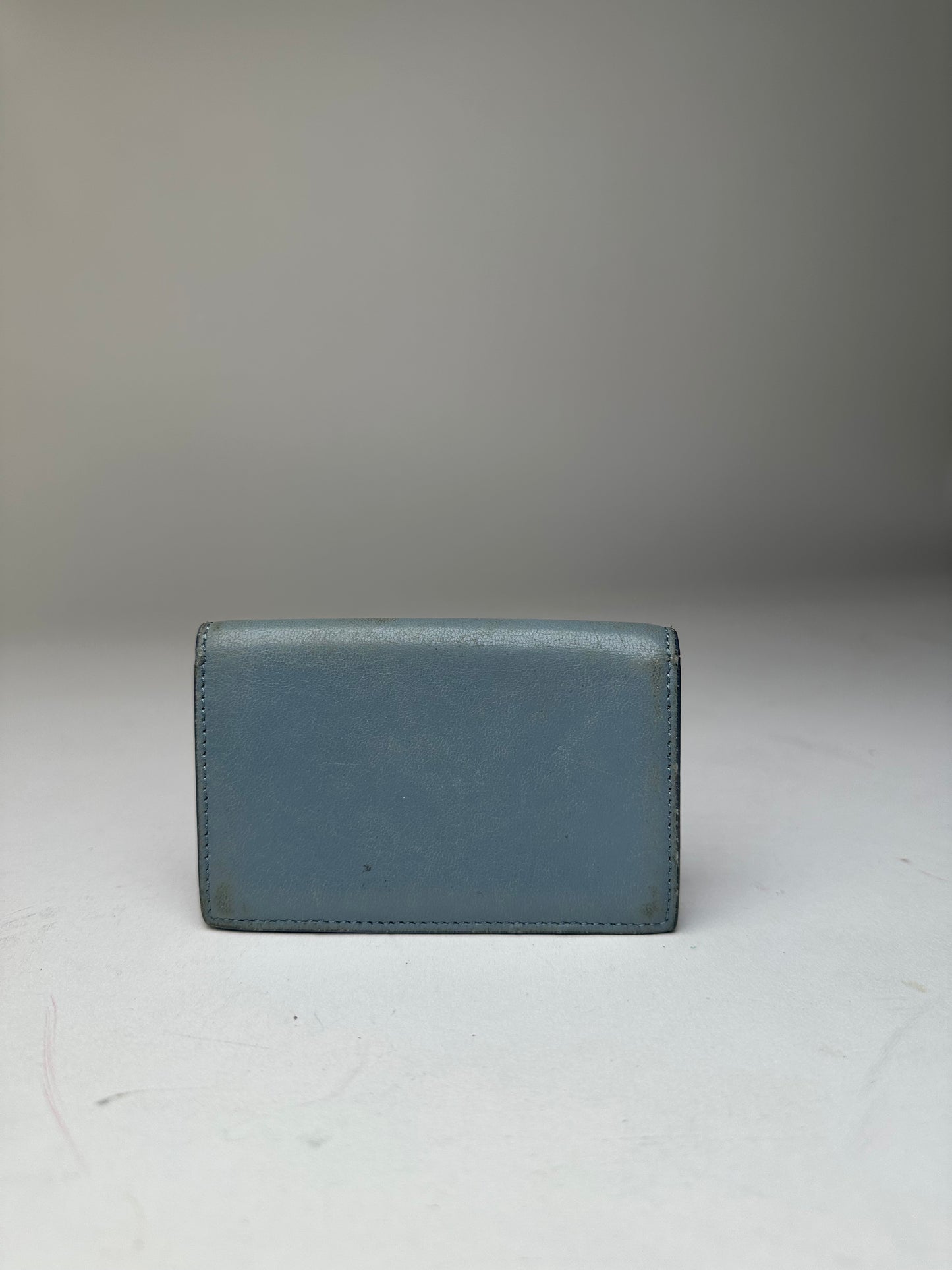 Vintage Loewe Anagram Bifold Card Holder Pale Blue Leather