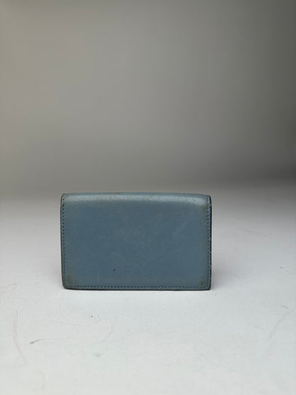 Vintage Loewe Anagram Bifold Card Holder Pale Blue Leather