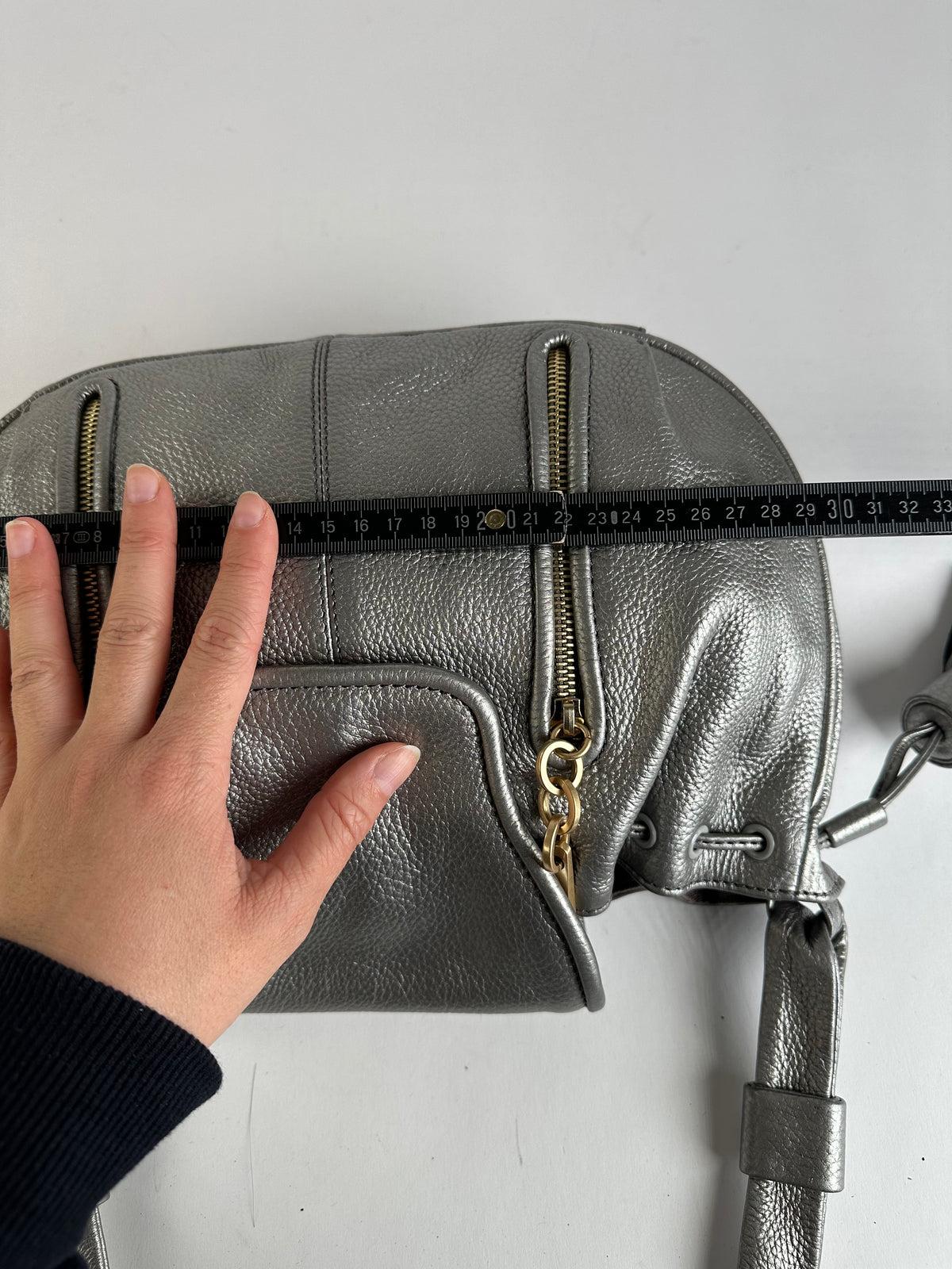 Vintage Chloe See by Chloé Pebbled Leather Flap Crossbody Bag c. Mid-2000s Silver