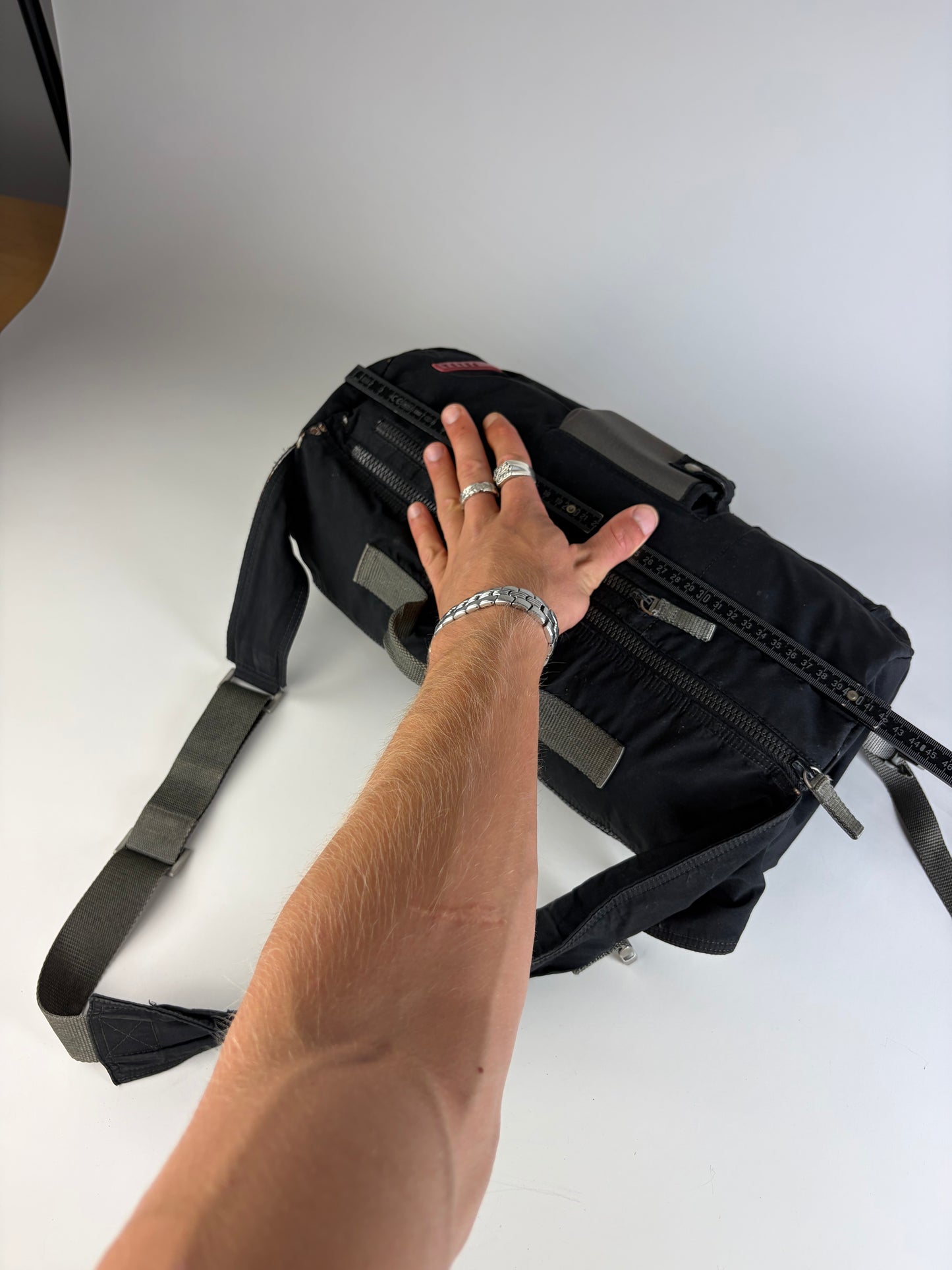 Vintage Prada Nylon Shoulder Bag Black Silver