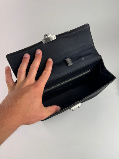 Pochette vintage en toile noire Jean Paul Gaultier