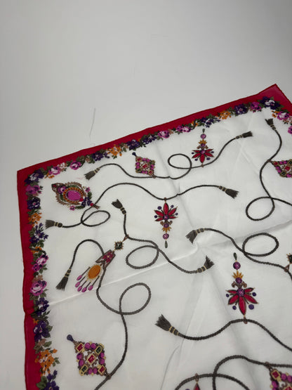 Vintage Dior Floral Scarf Red White