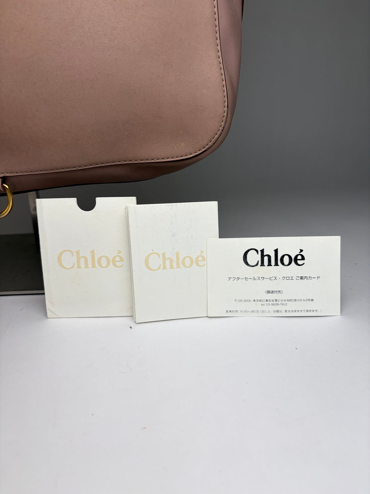 Vintage Chloé Leather Tote Dusty Pink Gold