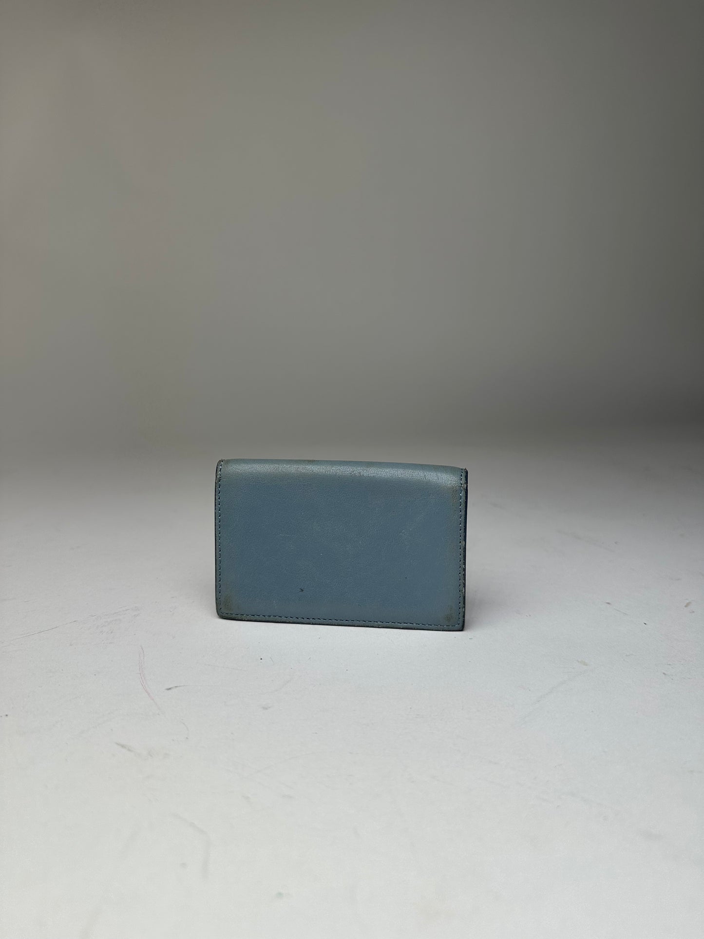 Vintage Loewe Anagram Bifold Card Holder Pale Blue Leather