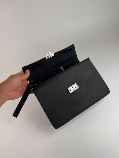 Pochette vintage en toile noire Jean Paul Gaultier