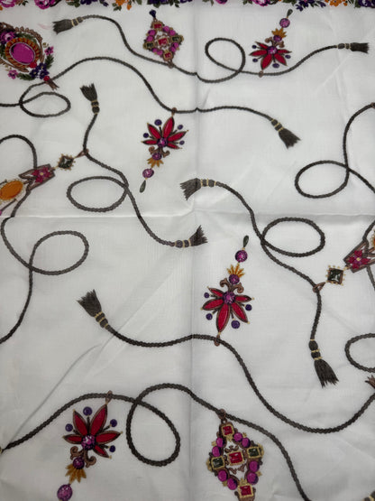 Vintage Dior Floral Scarf Red White