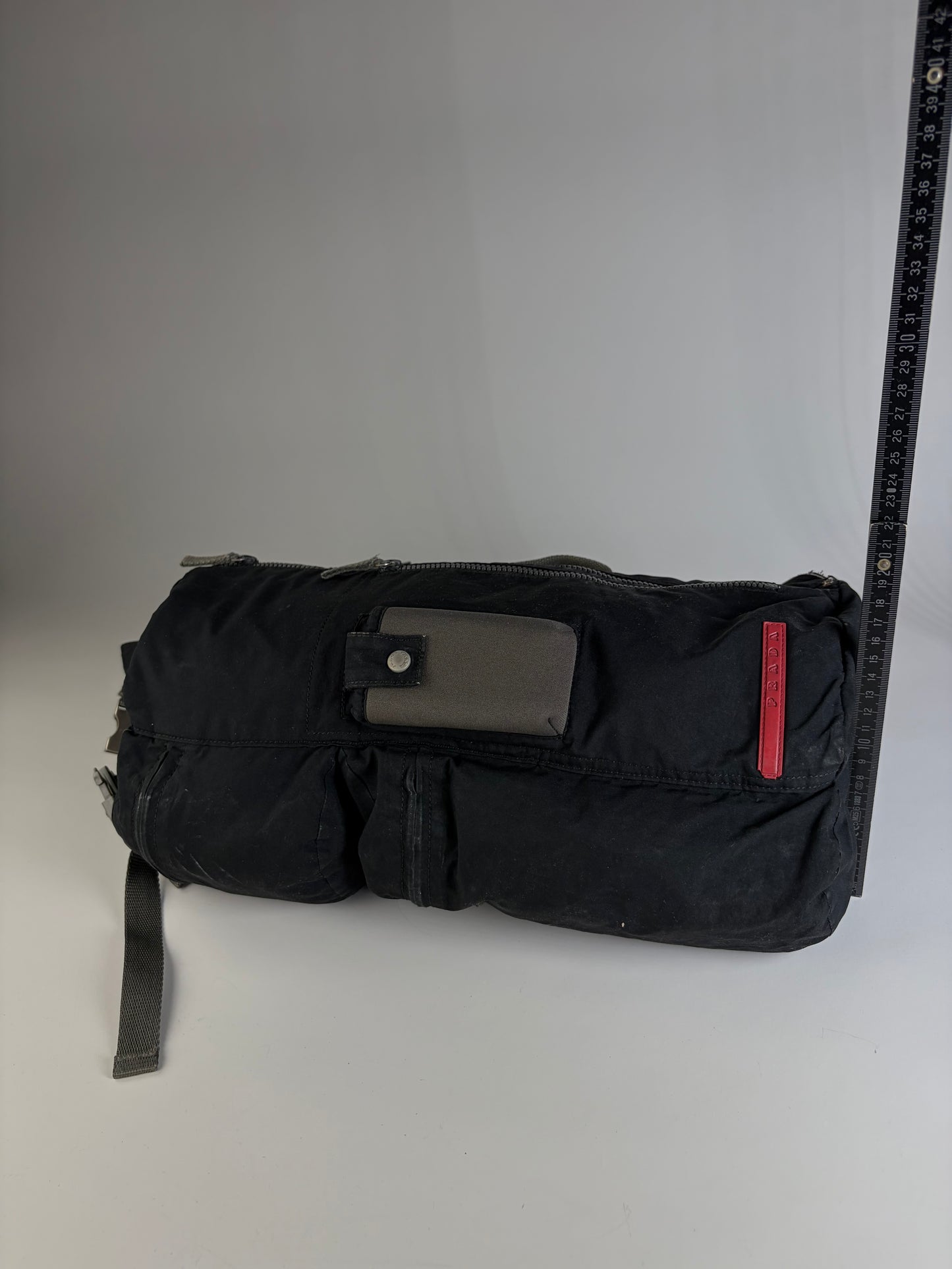 Vintage Prada Nylon Shoulder Bag Black Silver
