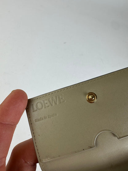 Vintage Loewe Anagram Bifold Card Holder Pale Blue Leather