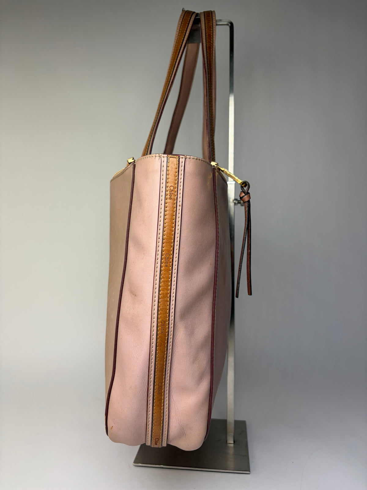 Vintage Chloé Leather Tote Dusty Pink Gold