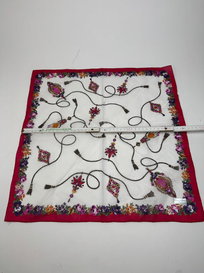Vintage Dior Floral Scarf Red White