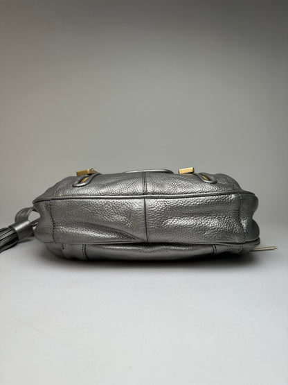 Vintage Chloe See by Chloé Pebbled Leather Flap Crossbody Bag c. Mid-2000s Silver