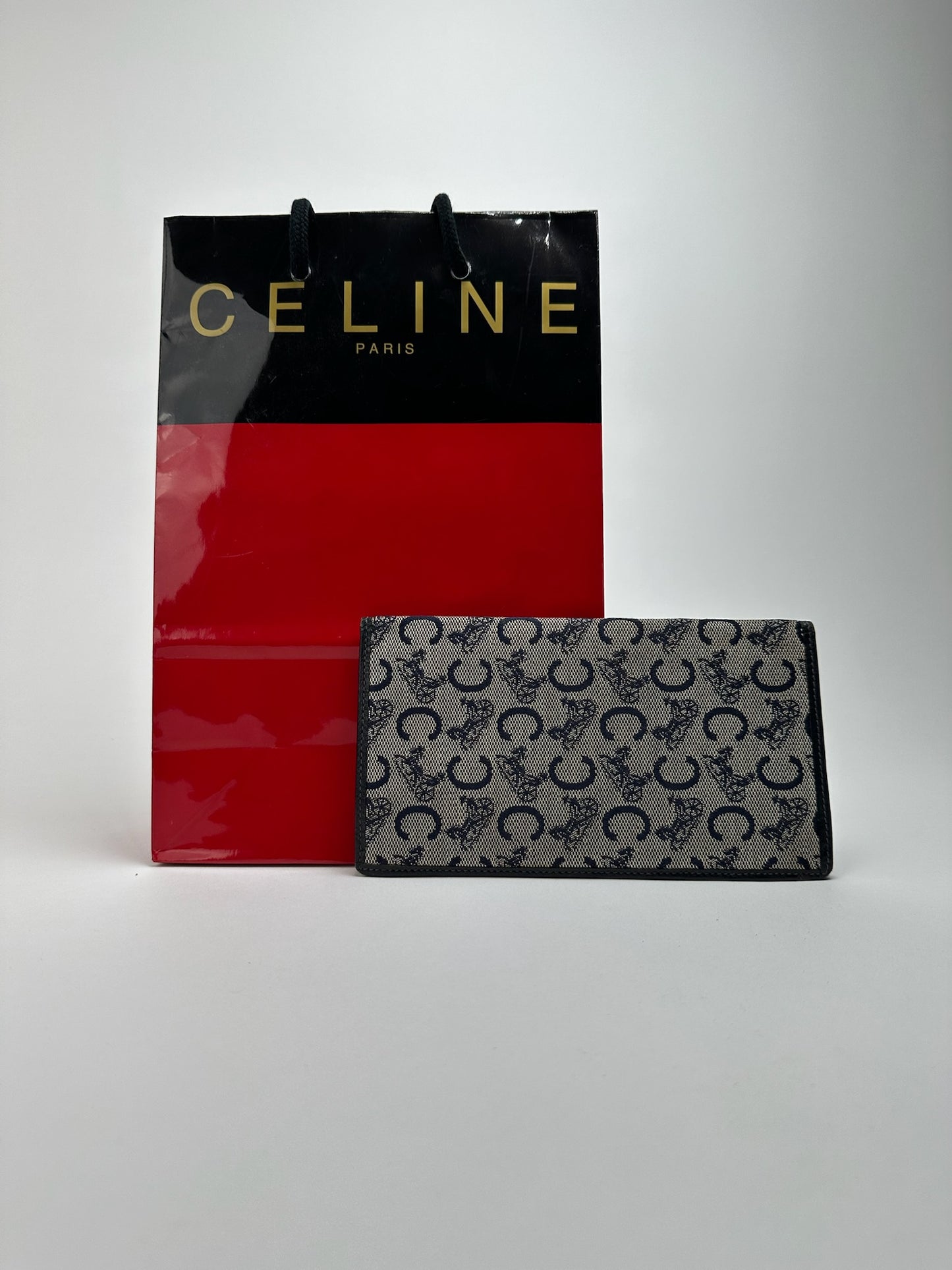 Vintage Celine Macadam Monogram ID holder black white