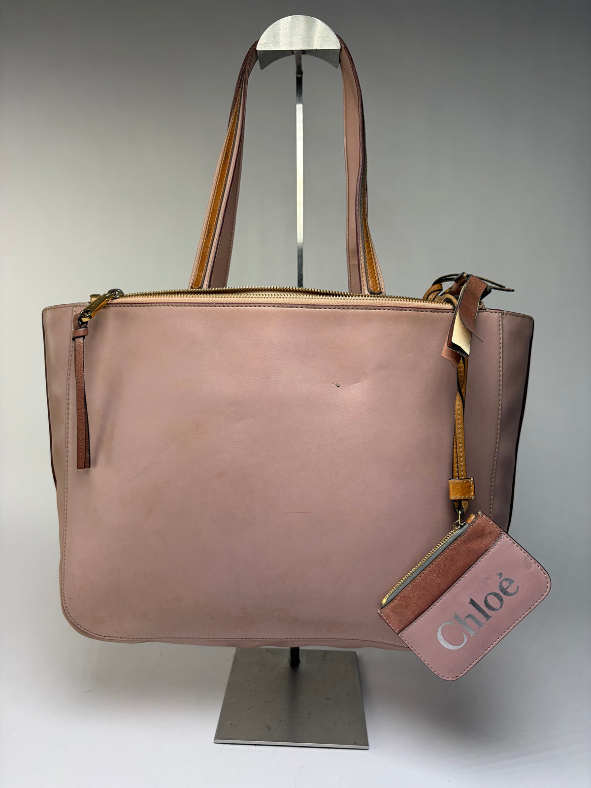 Vintage Chloé Leather Tote Dusty Pink Gold