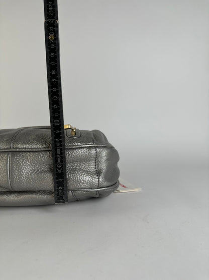 Vintage Chloe See by Chloé Pebbled Leather Flap Crossbody Bag c. Mid-2000s Silver