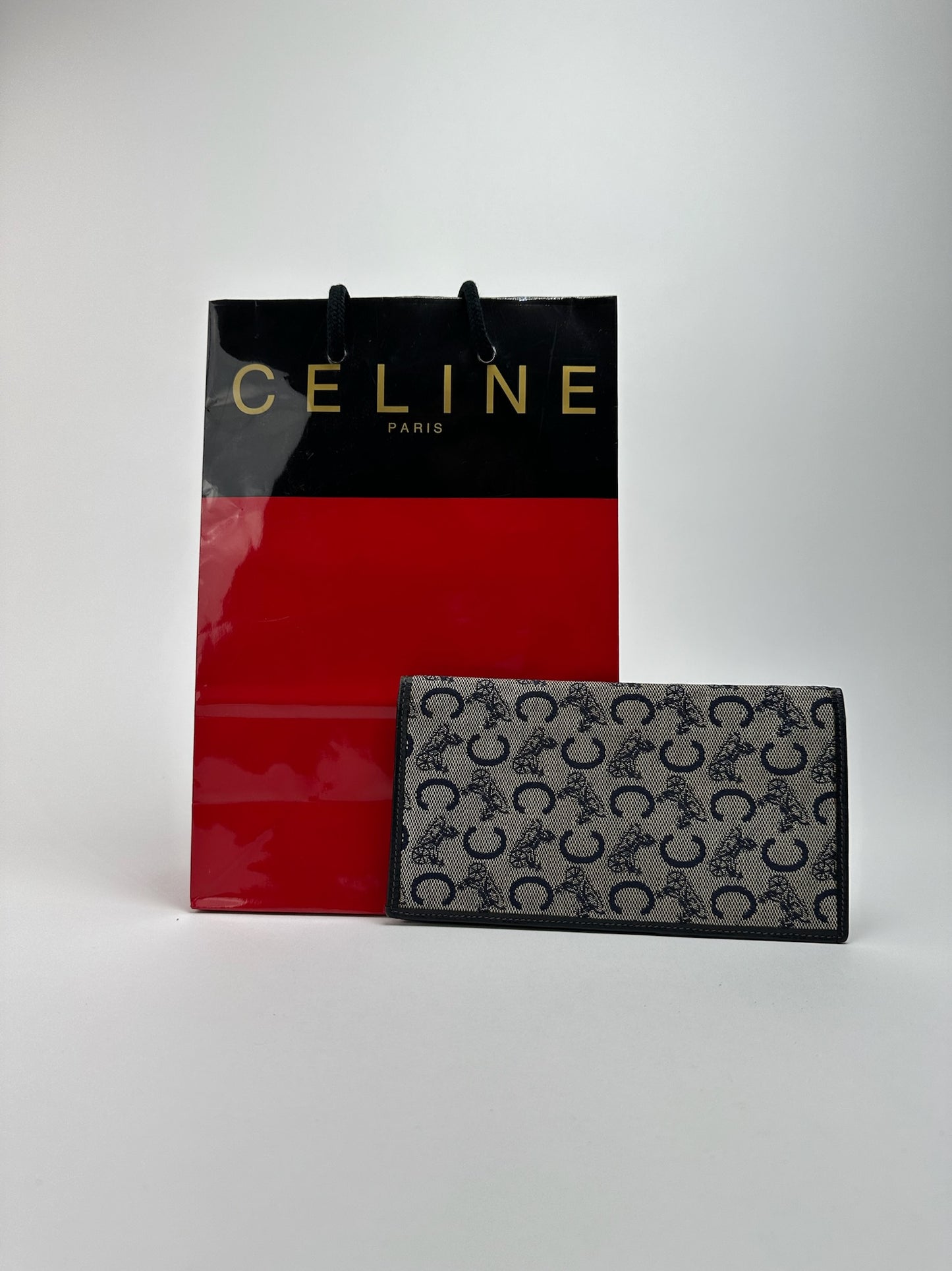 Vintage Celine Macadam Monogram ID holder black white