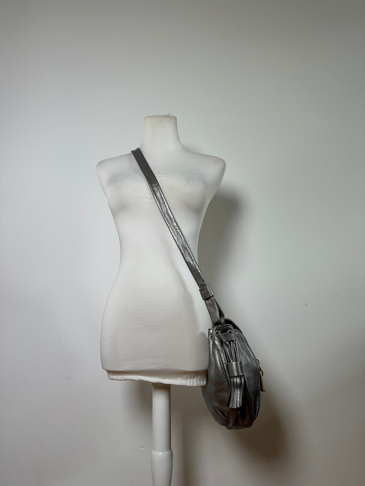 Vintage Chloe See by Chloé Pebbled Leather Flap Crossbody Bag c. Mid-2000s Silver