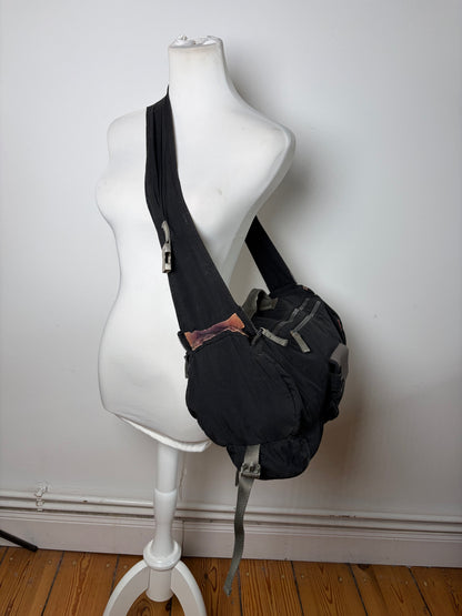 Vintage Prada Nylon Shoulder Bag Black Silver