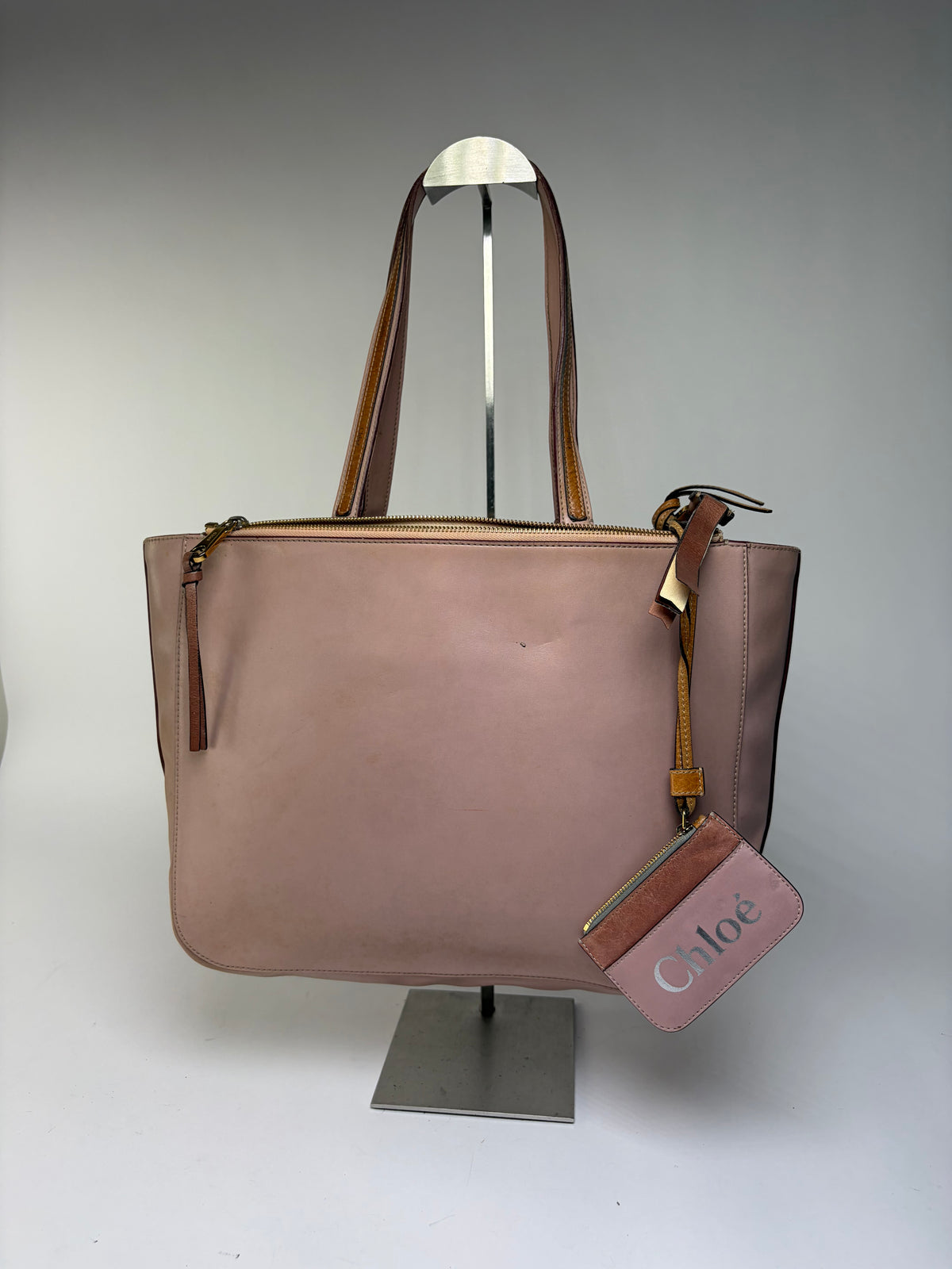 Vintage Chloé Leather Tote Dusty Pink Gold