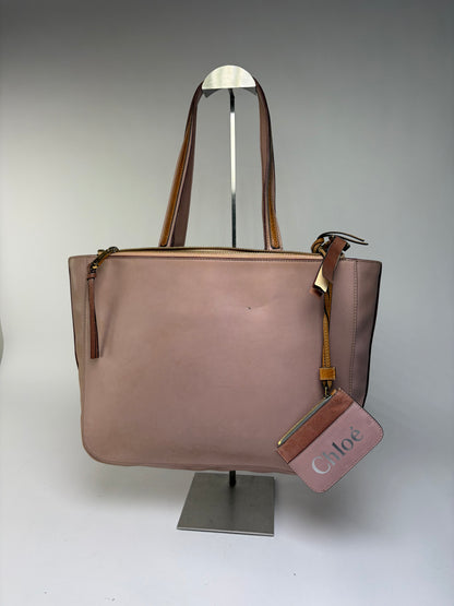 Vintage Chloé Leather Tote Dusty Pink Gold