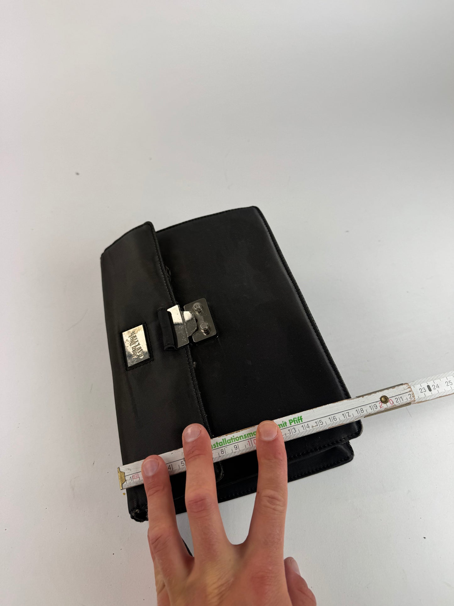 Pochette vintage en toile noire Jean Paul Gaultier