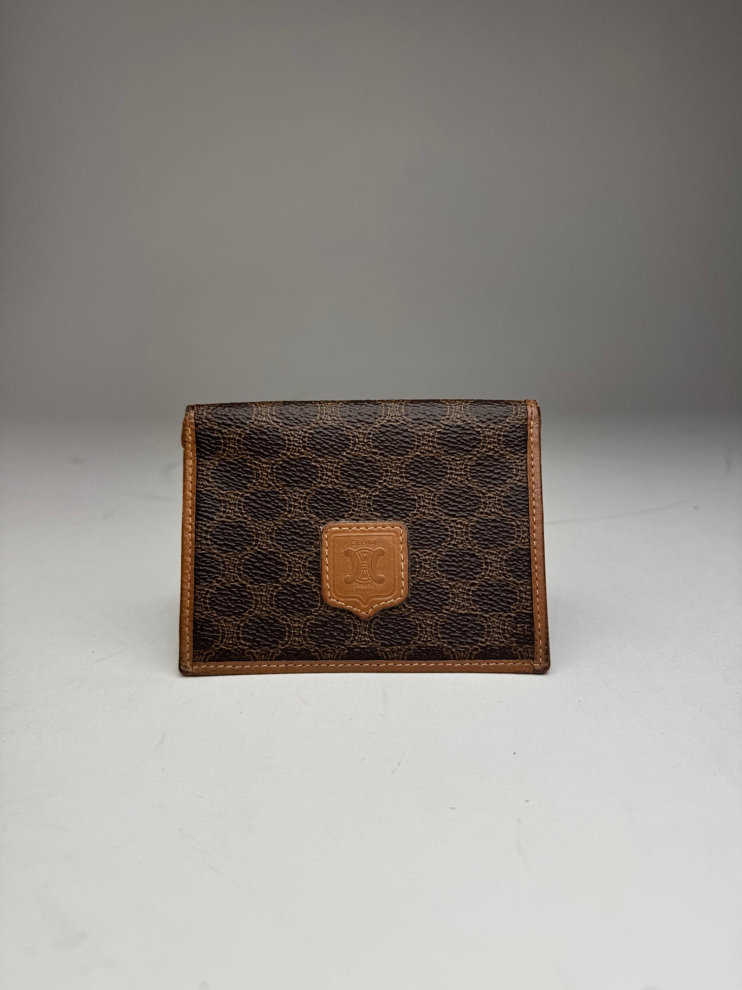 Vintage Celine Leather Monogram Card Holder Brown