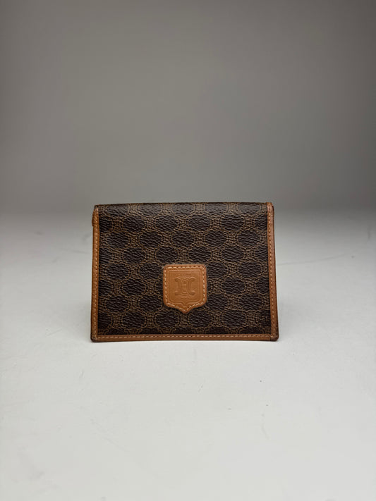 Vintage Celine Leather Monogram Card Holder Brown