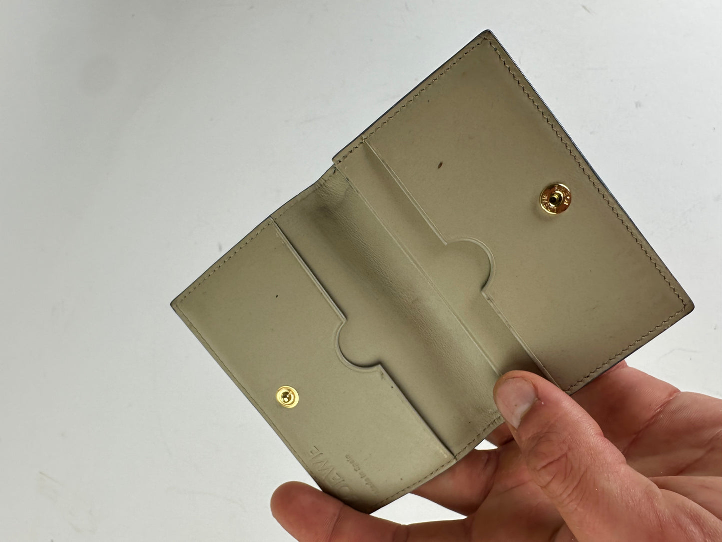 Vintage Loewe Anagram Bifold Card Holder Pale Blue Leather