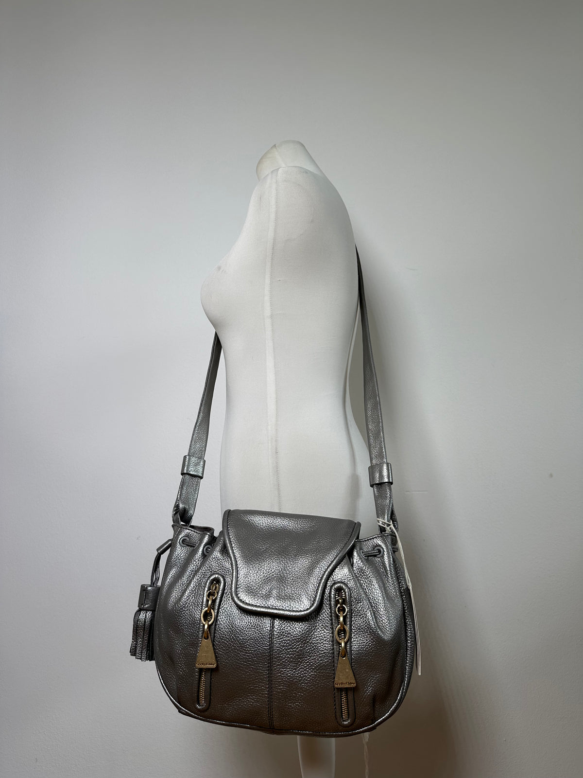 Vintage Chloe See by Chloé Pebbled Leather Flap Crossbody Bag c. Mid-2000s Silver